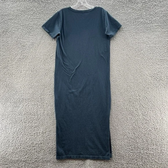 American Giant Dress Women Small Green Cotton Casual T Shirt Side Slit Long Midi - Picture 2 of 11